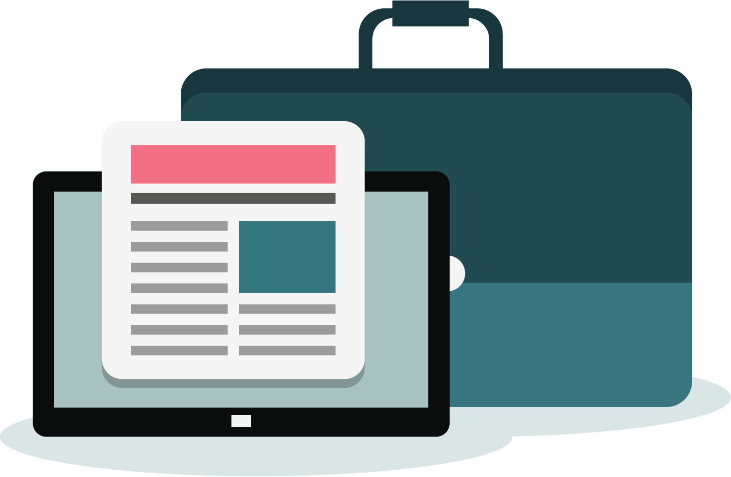 Aktenkoffer und Tablet Illustration